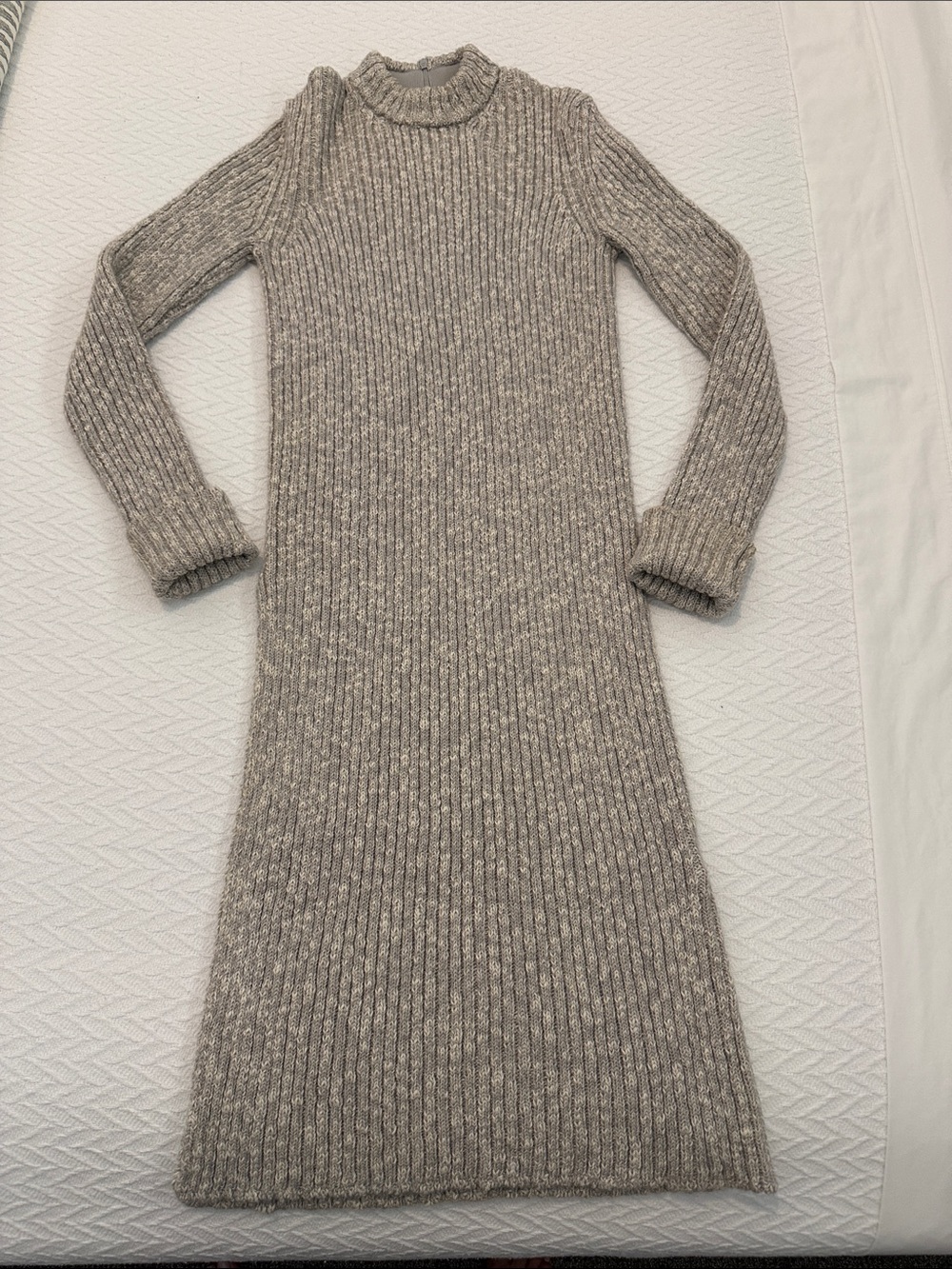 Celine Long Sleeve Ribbed Knit Midi Dress